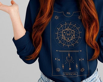 Sudadera Dnd Nat 20, sudadera Dnd Critical, sudadera Dnd dados, regalo de camisa Dnd Tarot, sudadera D&D, regalo DM, sudadera de regalo Dnd
