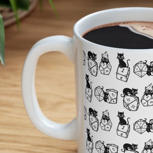 DnD cat Mug, Dnd Familiar Mug, Dnd gift, D20 mug, Dnd gift Mug, Dnd Mug, Ceramic Mug 11oz, Dnd merch, Dnd gift for her, Cute dnd Mug