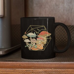 DnD Mug, Druid Mug, Dnd gifts, D20 mug, D&D Mushrooms Mug, Dnd gift Mug, Ceramic Mug 11oz, Dnd merch, DM gift Mug, Goblincore Mug, Geeky mug