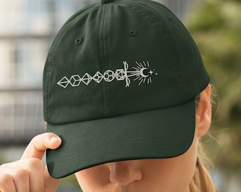 Czapka z mieczem Dnd Dice, czapka baseballowa DnD, czapka Dnd Modifier, czapka dla geeków, prezent dla graczy, prezent dla geeków, prezenty Dnd, czapka unisex z twillu, czapka TTRPG