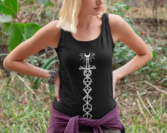 RUNS SMALL Camiseta regata Dnd espada, regata D20, regata Dnd, regata feminina, regata Dnd para ela, regata Dnd de verão, presentes DM, presentes Dnd