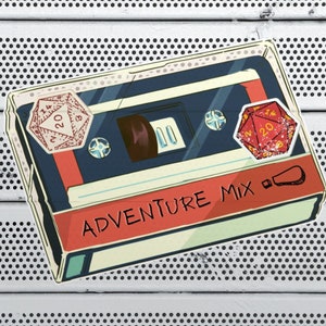 Dnd Retro sticker, Dnd Mix Tape Sticker, Dnd stickers, Dnd cassette sticker, D20 sticker, dice laptop decal, D&D sticker, Dnd gifts