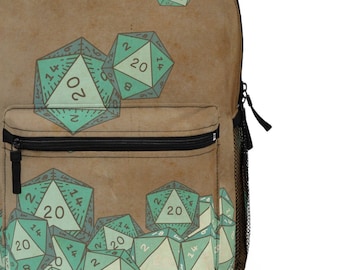 Dnd dice backpack, Dnd laptop bag, d&d dice backpack, dnd reto bag, dnd school backpack, dnd gifts, DM backpack, Dnd school bag, Dnd gifts