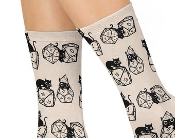 Dnd socks, Dnd  soccatsks, D&D socks, D20 socks, Unisex dice socks, DTG Crew Socks, Dnd funny gift, Geeky socks, dnd print sock, TTRPG socks