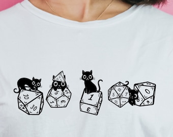 Cute Dnd shirt, Dnd tshirt, DM shirt, Dnd cat shirt, D20 shirt, D&D wizard, Dnd cats and dice shirt, DnD merch,  Dnd gifts, Dnd familiar