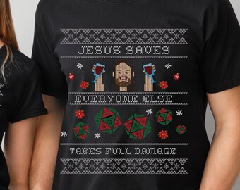 Camiseta Dnd Critmas, presente de feriado DM, camiseta engraçada DND, camiseta DM, camiseta D&D, presentes DND, presente DM, camiseta de Natal DND, suéter feio DND