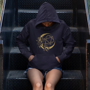 Dnd moon hoodie, Dnd Poolover Hoodie, Dnd gifts, Dnd unisex hoodie, Dnd D20 hoodie,  D&D hoodie, Druid Hoodie, Dnd sweatshirt, TTRPG hoodie