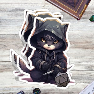 Dnd Rogue Cat Stickers, Dnd cat Decals, Dnd cats sticker sheet, dnd cute stickers, dnd water bottle sticker, dnd laptop stickers