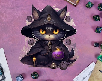 D&D Katzenaufkleber, Katzenaufkleber, D&D Katzenaufkleber, D&D Katzenaufkleber, D&D Sticker, Notizbuch Aufkleber, D&D Sticker, Geschenke