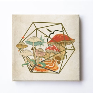 Dnd canvas print, Poisoned Mushrooms d20 canvas  Canvas 6x6, Dnd wall art, d20 print, D&D wall art, Dnd wall decal, dnd wall decor