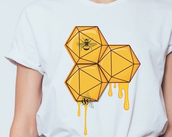 Koszulka Dnd Bees and Honey, koszulka Dnd D20, koszulka Dnd, koszulka DM, koszulka TTRPG, koszulka Bee Hive, koszulka Dnd Druid, gadżety DnD, koszulka Dnd Bees, prezenty Dnd