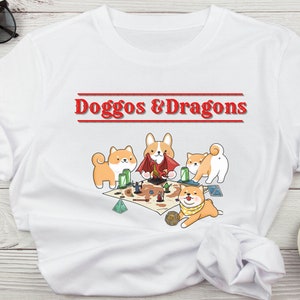Dnd Doggos and dragons, Dnd tshirt, DM shirt, Funny d&d t-shirt, TTRPG shirt, DM gift, DnD merch, Dnd unisex shirt, Dnd gifts, Dnd dogs tee