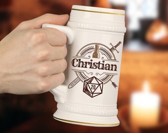 Dnd Personalized Beer mug, World's best DM, Dnd DM jug, D&D Mug, Dnd custom mug, Dnd Personalized Gifts, Beer Mug 16oz Double Sided Print
