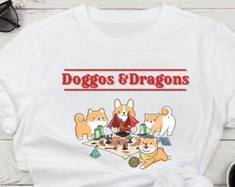 Dnd Doggos and dragons, Dnd tshirt, DM shirt, Funny d&d t-shirt, TTRPG shirt, DM gift, DnD merch, Dnd unisex shirt, Dnd gifts, Dnd dogs tee