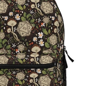 Dnd backpack, Dnd laptop bag Backpack, Mushrooms d20 backpack, dnd school backpack, dnd gifts, DM backpack, Dnd school bag, Dnd druid bag
