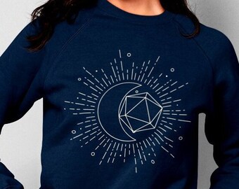Sudadera celestial Dnd, sudadera Dnd Dice, sudadera D20, sudadera Moon, sudadera lunar Dnd, regalo DM, regalos Dnd, sudadera Dnd