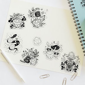 Dnd Sticker Sheet, Dnd Stickers, Dnd Sticker Bomb, TTRPG stickers, Dnd Vinyl Stickers, Dnd gift, Dnd Decals, D&D Stickers Black and White
