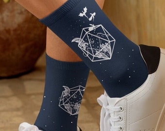 Dnd socks, Dnd dice socks, D20 socks, Unisex dice socks, DTG Crew Socks, Dnd gifts, DM gifts, TTRPG socks, Geeky funy socks