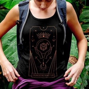 Dnd Tarot Tank top, D20 Tank top, Dnd Moon Tank Top, Women&#39;s Racerback Tank top, Dnd tank top for her, TTRPG Tank Top, DM gifts, dnd gifts