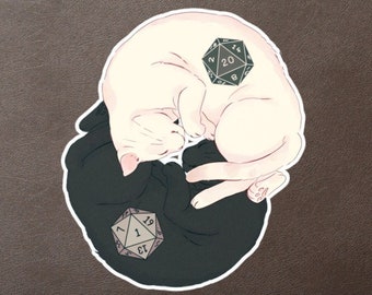 Dnd Ying Yang Katzen Aufkleber, Dnd Aufkleber, W20 Aufkleber, Dnd Notebook Aufkleber, D&D Aufkleber, Dnd Geschenk, DM Aufkleber, Dnd Katzen