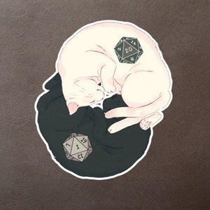 Adesivo Dnd Ying Yang Cats, adesivos Dnd, adesivo D20, decalque para laptop de dados, adesivo para notebook DND, adesivo D&D, presente Dnd, adesivo DM, gatos dnd