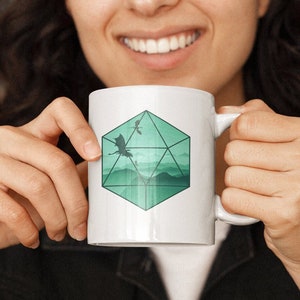 DnD Mug, Dnd gift, D20 mug, D20 Dragon Mug, D&D Mug, TTRPG Mug, Dungeon Master Mug, Ceramic Mug 11oz, Dnd merch, Dnd gift mug