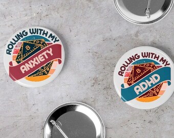 Dnd Mental Health awareness buttons, Dnd badge, DnD Pin, dnd merch,  Custom Pin Button, dnd button, Mental health pin, dnd adhd button