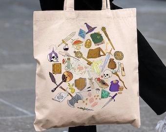 Dnd tote bag, Dnd adventure bag, Dnd bottomless bag, TTRPG Tote Bag, Dnd canvas tote bag, Dnd bag, DM bag, Dnd gifst, D20 bag, d&d tote bag,