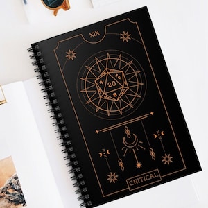 DnD Journal, D&D journal, DnD character journal, Dnd Critical Tarot Notebook, DM Notebook, DM journal, Dnd Ruled Line notebook, DM gifts