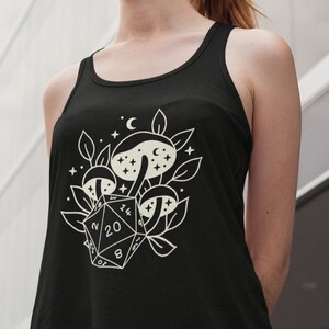 D&D Tank top, Moon and D20 Tank top, Dnd Druid Tank Top, Women's Racerback Tank, TTRPG Tank Top, Dnd woman's shirt, dnd woman's top