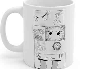 DnD Manga Mug, Dnd Anime Mug, Dnd gifts, Low roll mug, Dnd gift Mug, Ceramic Mug 11oz, Dnd merch, DM gift Mug, Geeky gift mug