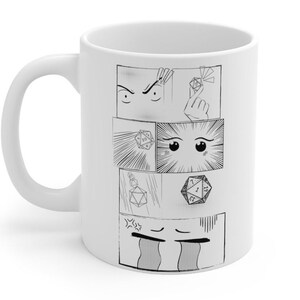 DnD Manga Mug, Dnd Anime Mug, Dnd gifts, Low roll mug, Dnd gift Mug, Ceramic Mug 11oz, Dnd merch, DM gift Mug, Geeky gift mug