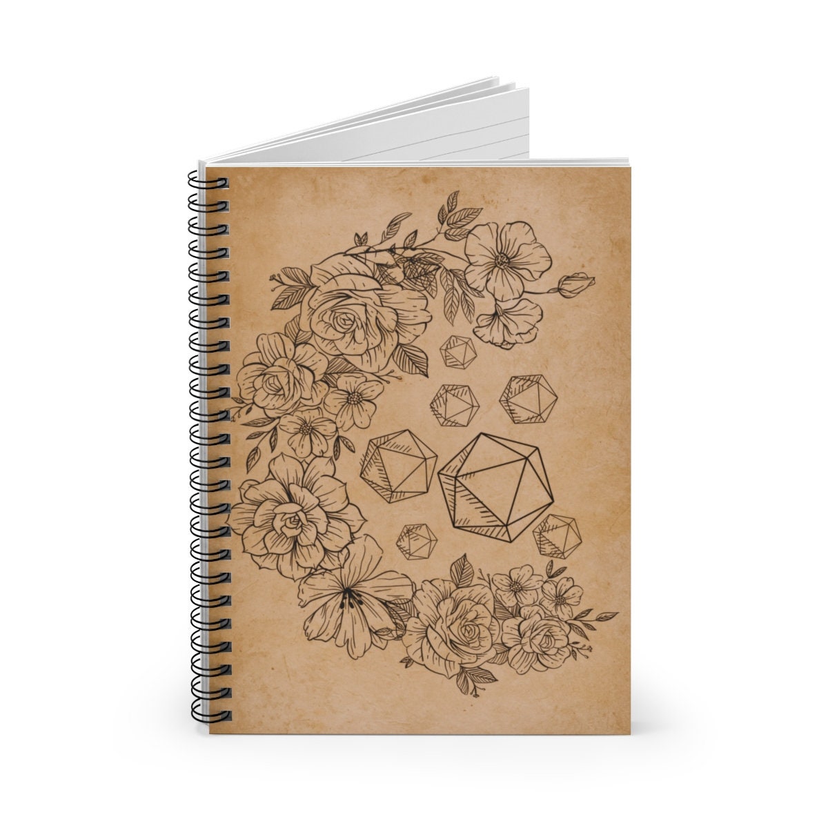 Dnd Vintage Notebook, D&D Journal, D20 Flowers and Dice, Dnd Character ...