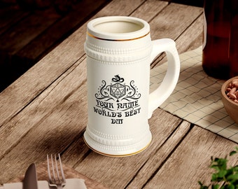 Dnd Personalized Beer mug, World's best DM, Dnd DM jug, D&D Mug, Dnd custom mug, Dnd Personalized Gifts, Beer Mug 16oz Double Sided Print