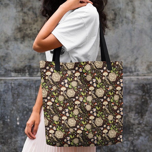 Dnd Druid bag, Dnd durable strong Tote Bag, Dnd Woodland gift, dnd dice bag, Dnd bag of holdings, Dnd gifts, D&D gift bag, dnd mushrooms bag