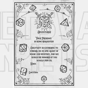Pathfinder Invitation Dnd Printable Invitation, Dnd Party Invitation, Dnd Digital Invitation ...