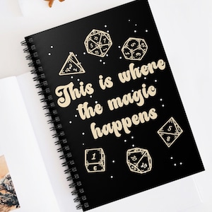 Dnd notebook, D&D Journal, D20 flowers and dice, DnD character journal, DND Adventure Notebook,  DM Notebook, Dnd campaign ideas notebook
