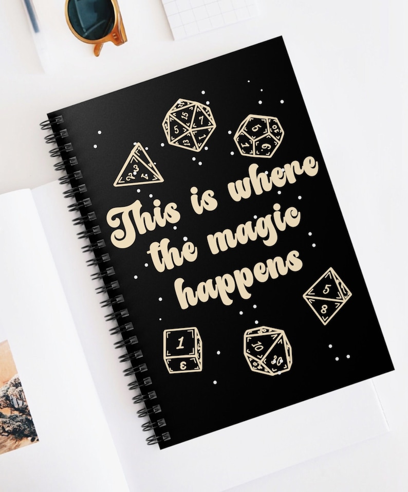 Dnd Notebook, D&D Journal, D20 Flowers and Dice, Dnd Character Journal ...
