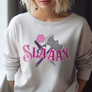 Sudadera divertida Dnd, sudadera Dnd Dice, sudadera Slay, regalo Dnd para ella, sudadera D&D, regalo DM, regalo Dnd, sudadera Dnd Bárbaro