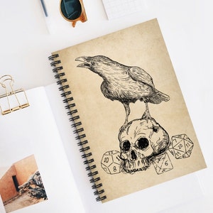 Dnd notebook, D&D Journal, Dnd Raven and dice notebook, DnD character journal, DND Character Notebook, DM Notebook, TTRPG journal, Dnd notes