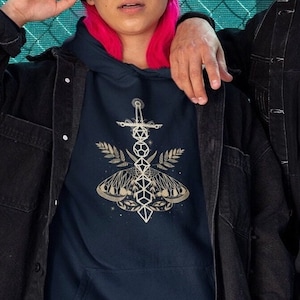 Dnd dice sword hoodie, Dnd moth Sweatshirt, Dnd dice hoodie, Dnd unisex hoodie, DM hoodie, D&D hoodie, Dnd gifts, Dnd druid hoodie
