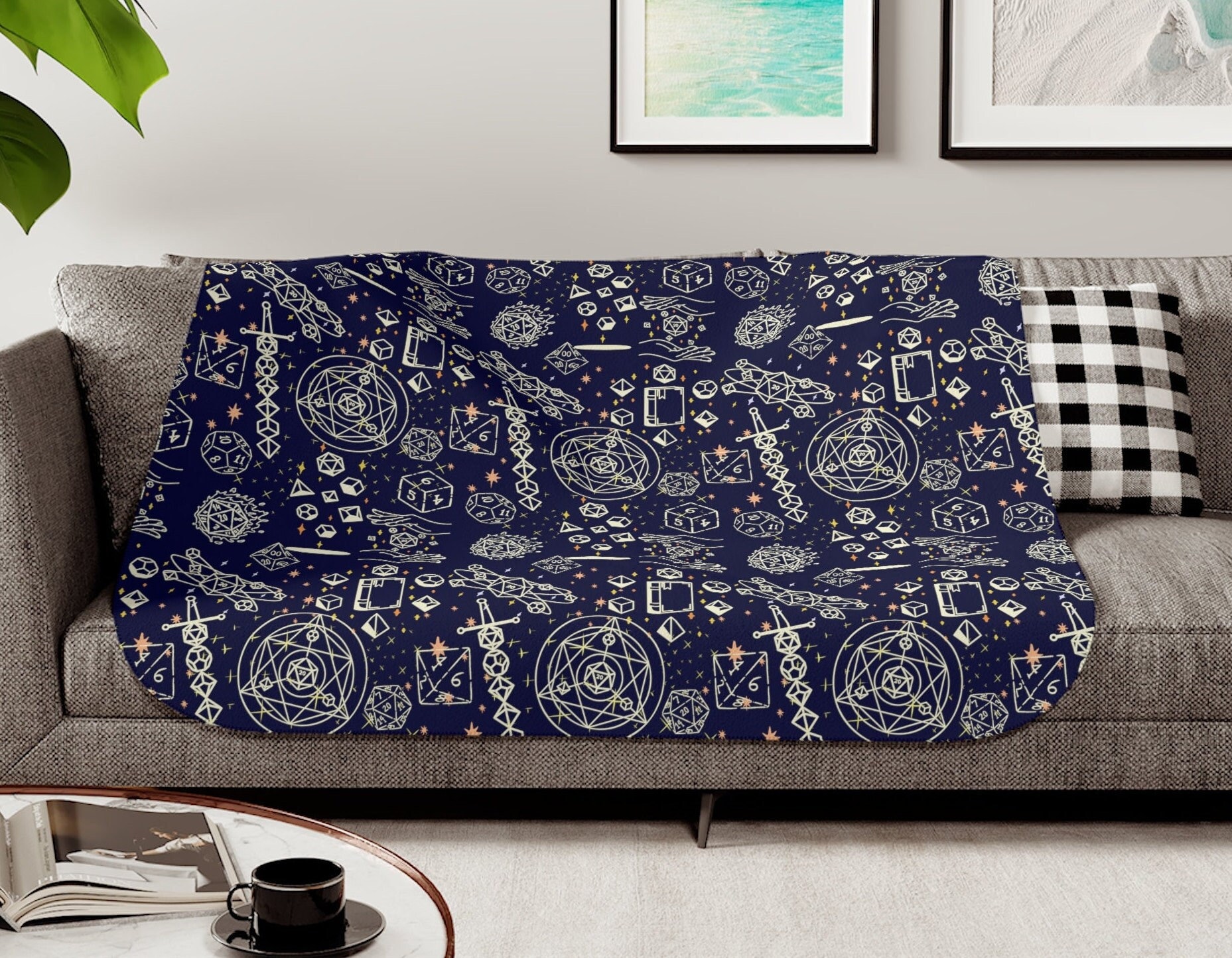 Dnd Blanket, Dnd Sherpa Blanket, Dnd bed cover, D20 blanket, Dnd celestial blanket, Dnd gifts, Dnd bedding, dnd house warming gift