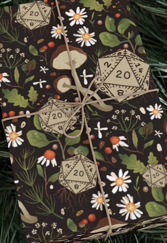 Dnd Gift Wrap Paper, Dnd druid gift wrapping paper, dnd gift packing, DM gifts, Dnd Decor, dnd Christmas giftst, Eco friendly gift wrapping