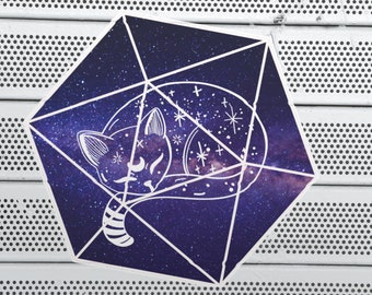 Dnd stickers D20 dice space cat laptop decal geeky notebook sticker