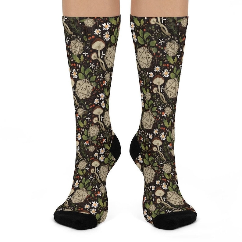 Cute Druid Dnd Socks Mushrooms and Flowers Socks Dnd Funny - Etsy
