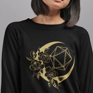 Dnd Sweatshirt, Dnd Dice sweatshirt, D20 sweatshirt, Dnd Moon Sweatshirtt, DM gift, Dnd gifts, dnd shirt for woman, d20 moon shirt, TTRPG