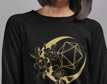 Sudadera Dnd, sudadera Dnd Dice, sudadera D20, sudadera Dnd Moon, regalo DM, regalos Dnd, camisa dnd para mujer, camisa lunar d20, TTRPG