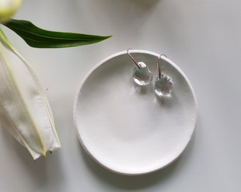 Minimalist Design Trinket Dish, Plain/Gold Rim/Silver Rim, Air dry clay jewellery bowl