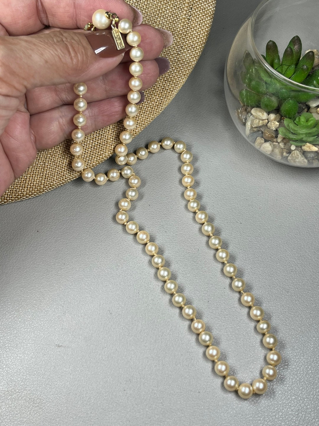 Vintage MARVELLA Faux Pearl Necklace W/patent Pending Hidden Closure