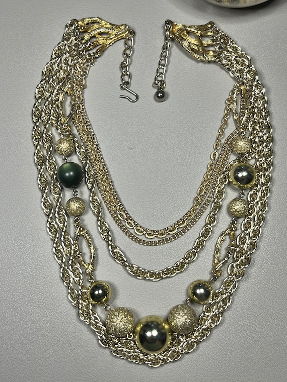 Vintage 1950s signed ART multi strand necklace - image 3